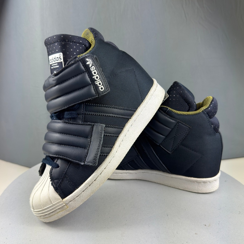 Adidas Superstar Up Strap Womens 7 Navy Blue Hidden Wedge High Top S82794